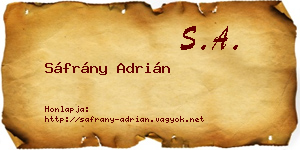 Sáfrány Adrián névjegykártya