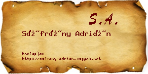 Sáfrány Adrián névjegykártya